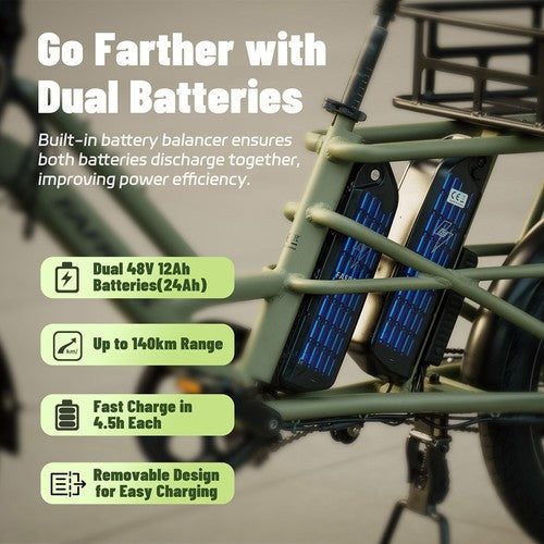 Fafrees FF20 CUV Krovininis Elektrinis Dviratis, 250W Variklis, 48V 24Ah