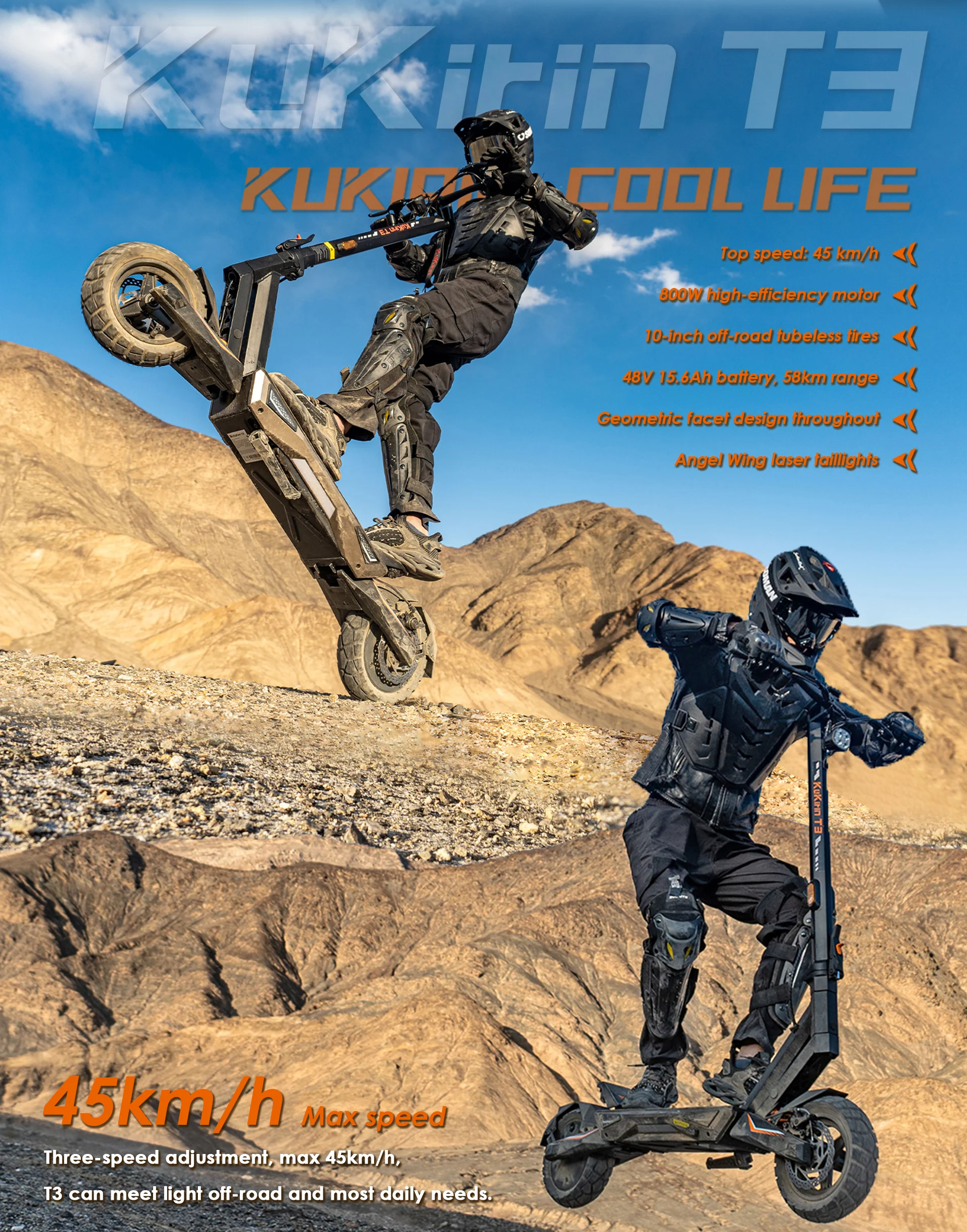 KuKirin T3 elektrinis paspirtukas 800W