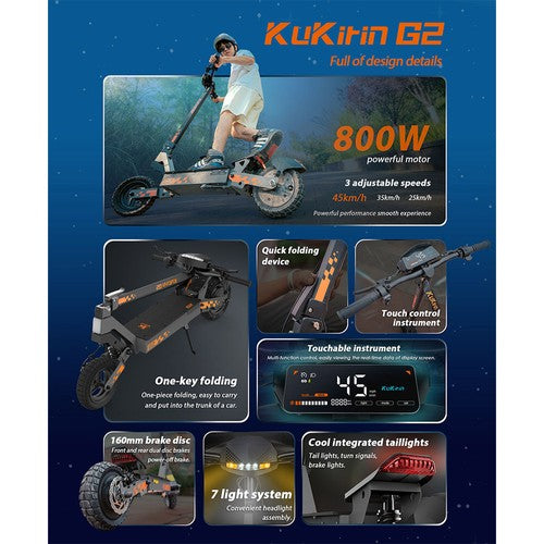 KuKirin G2 Elektrinis Paspirtukas 2025 Versija 800W Variklis 48V 15.6Ah