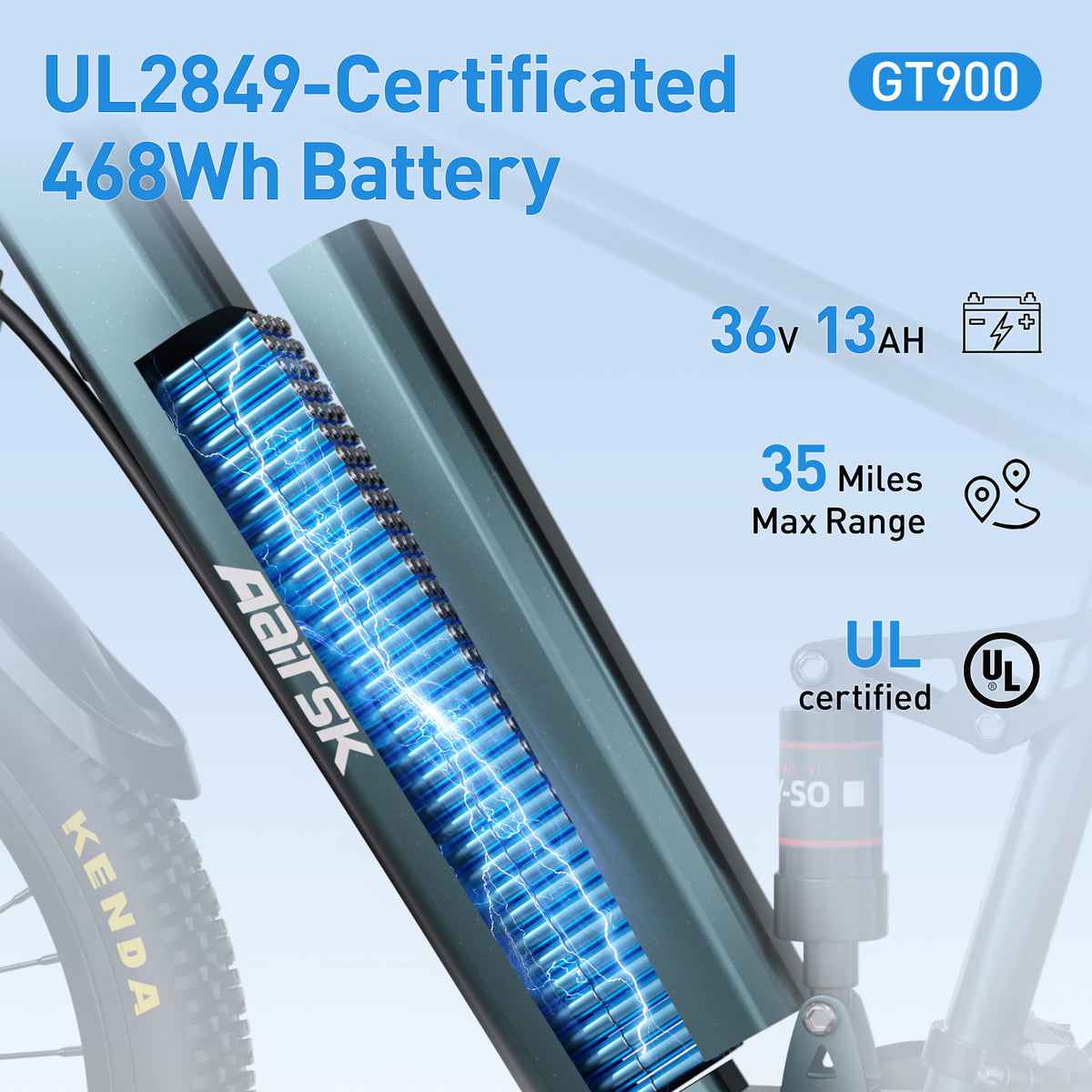 Aairsk GT900 elektrinis dviratis 400W variklis 36V13Ah