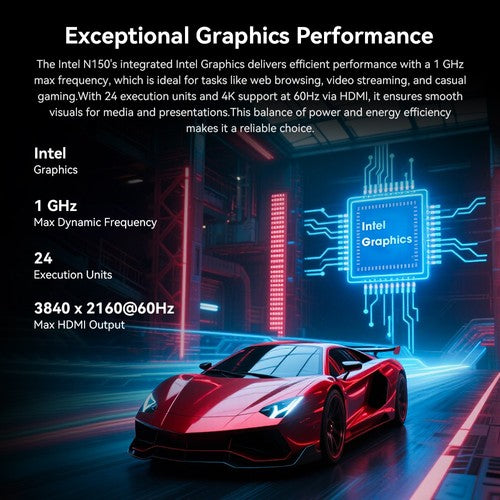 CHUWI LarkBox X mini kompiuteris, „Intel N150“ 4 branduolių maks. 3,6 GHz procesorius, 16GB RAM, 512GB