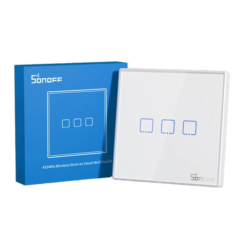 Smart Wireless Wall Switch Sonoff T2EU3C-RF 433MHz (3-channel)