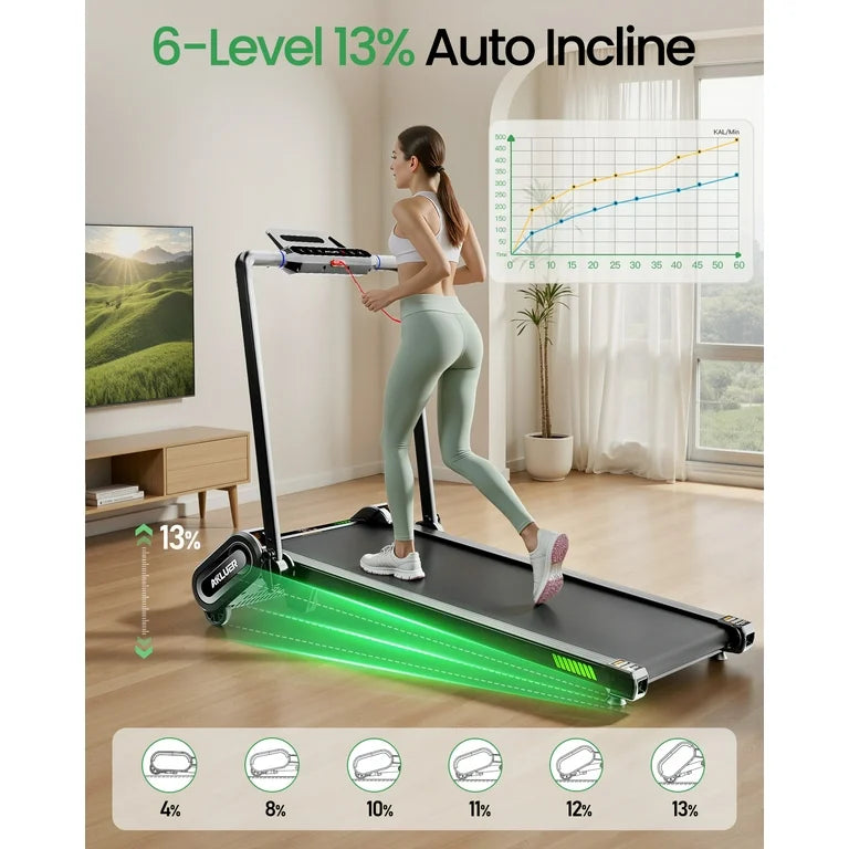 AKLUER H1-B bėgimo takelis su 13 % automatiniu nuolydžiu, 1-13km/h