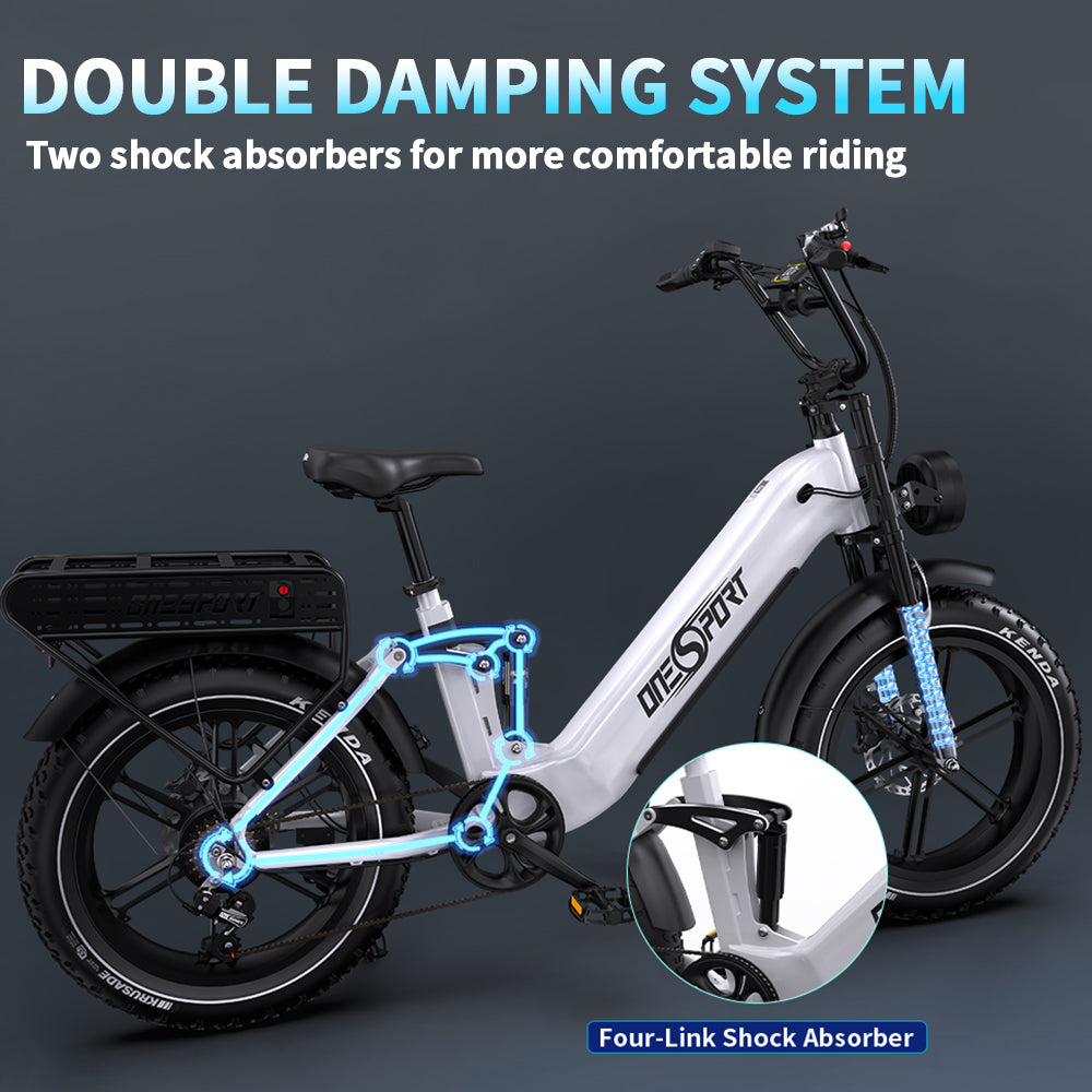 Oneport OT08 Pro Visos Pakabos Elektrinis Dviratis 18Ah 2x