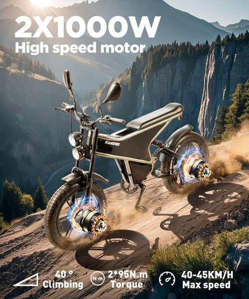 RANDRIDE DM711 elektrinis dviratis, 1000 W * 2 variklis, 48 V 20 Ah