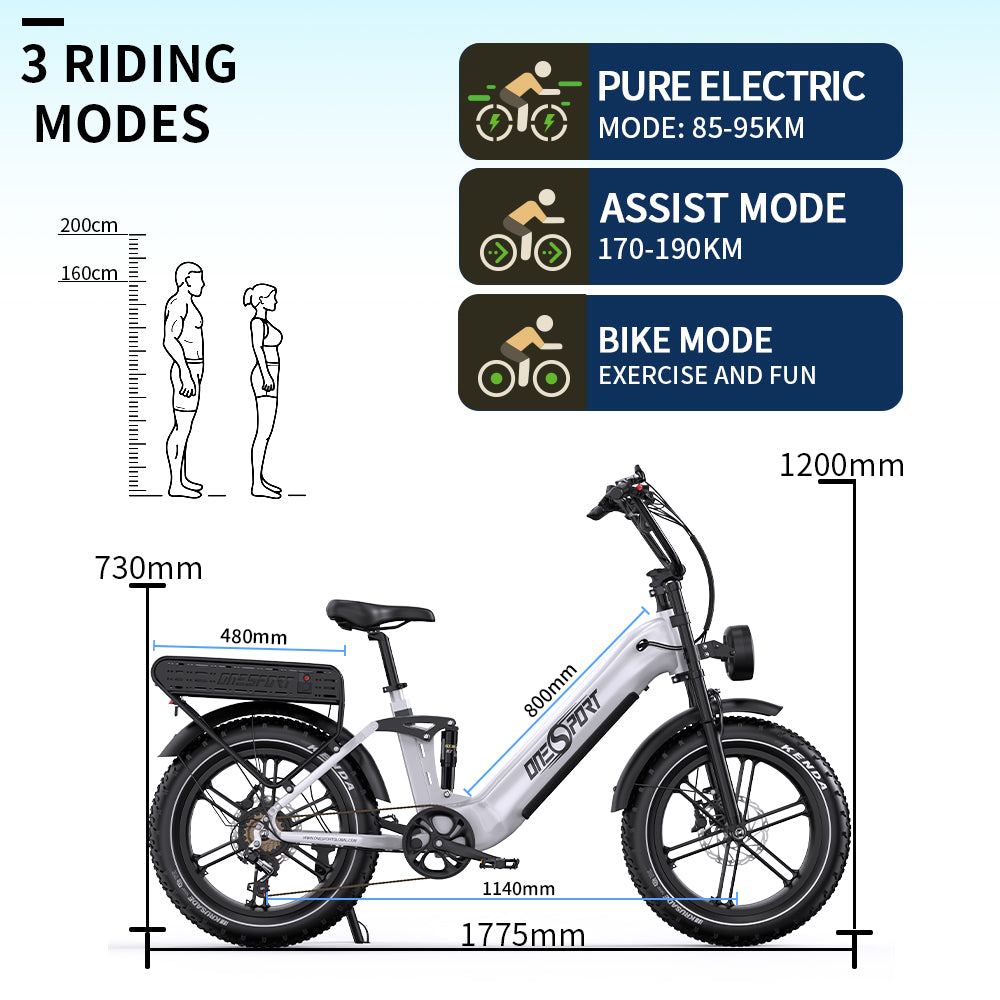 Oneport OT08 Pro Visos Pakabos Elektrinis Dviratis 18Ah 2x